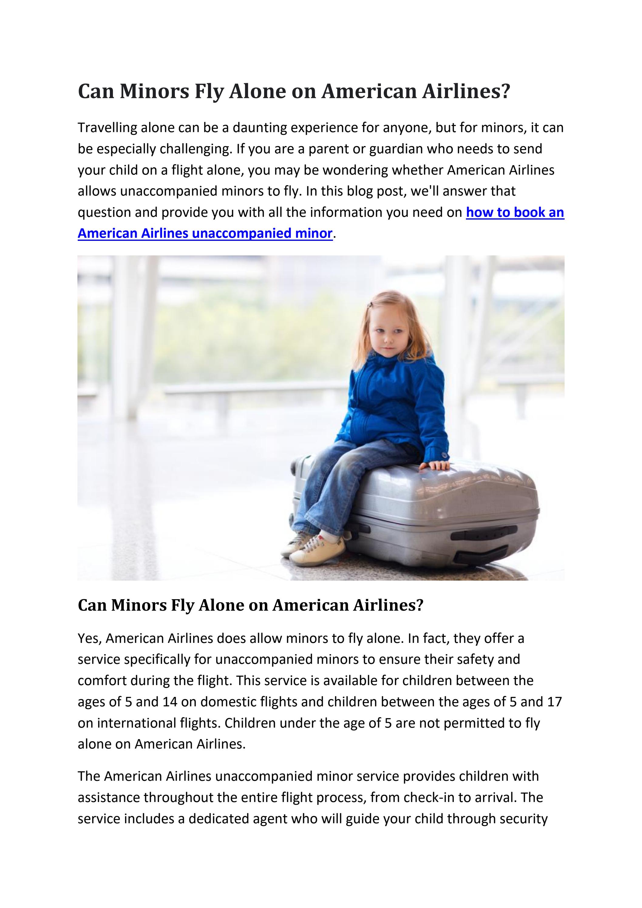 How to Book Unaccompanied Minor Flight American Airlines?