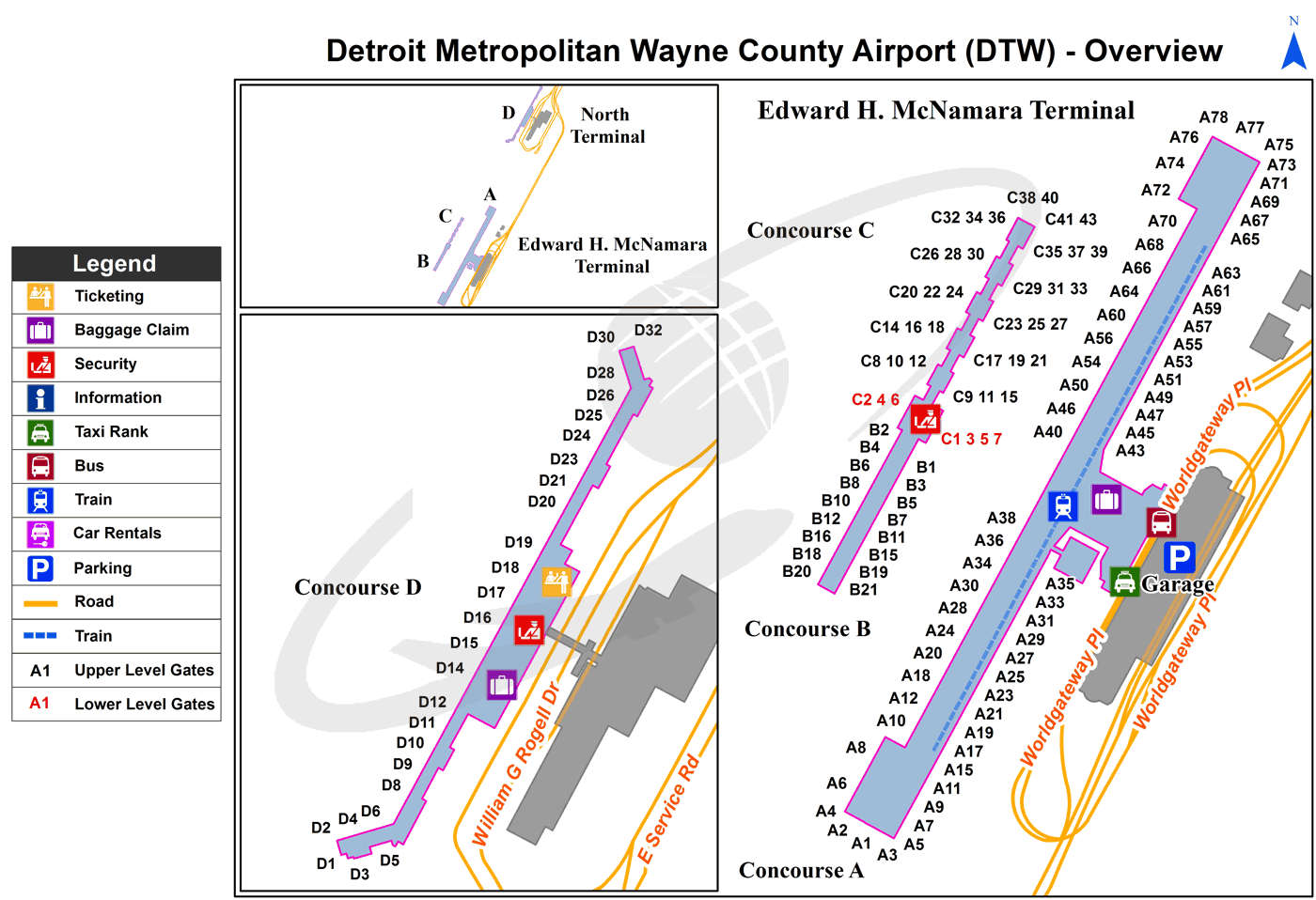 Where is American Airlines at Dtw?