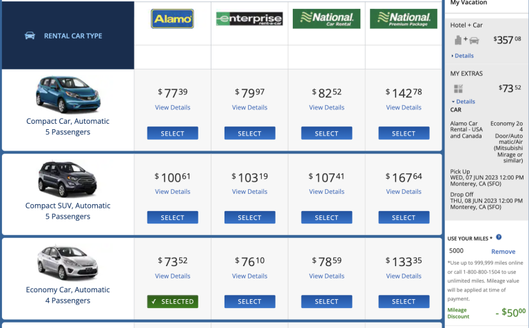 Can I Use United Airline Miles To Rent A Car?