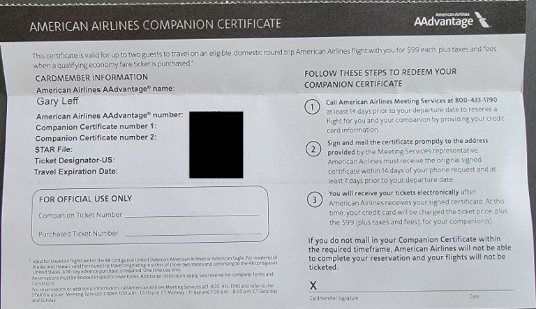 What Is An American Airlines Companion Certificate?