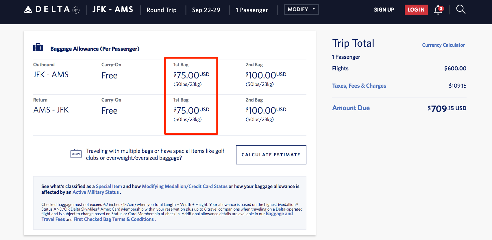 How Much Does Baggage Cost on Delta Airlines?